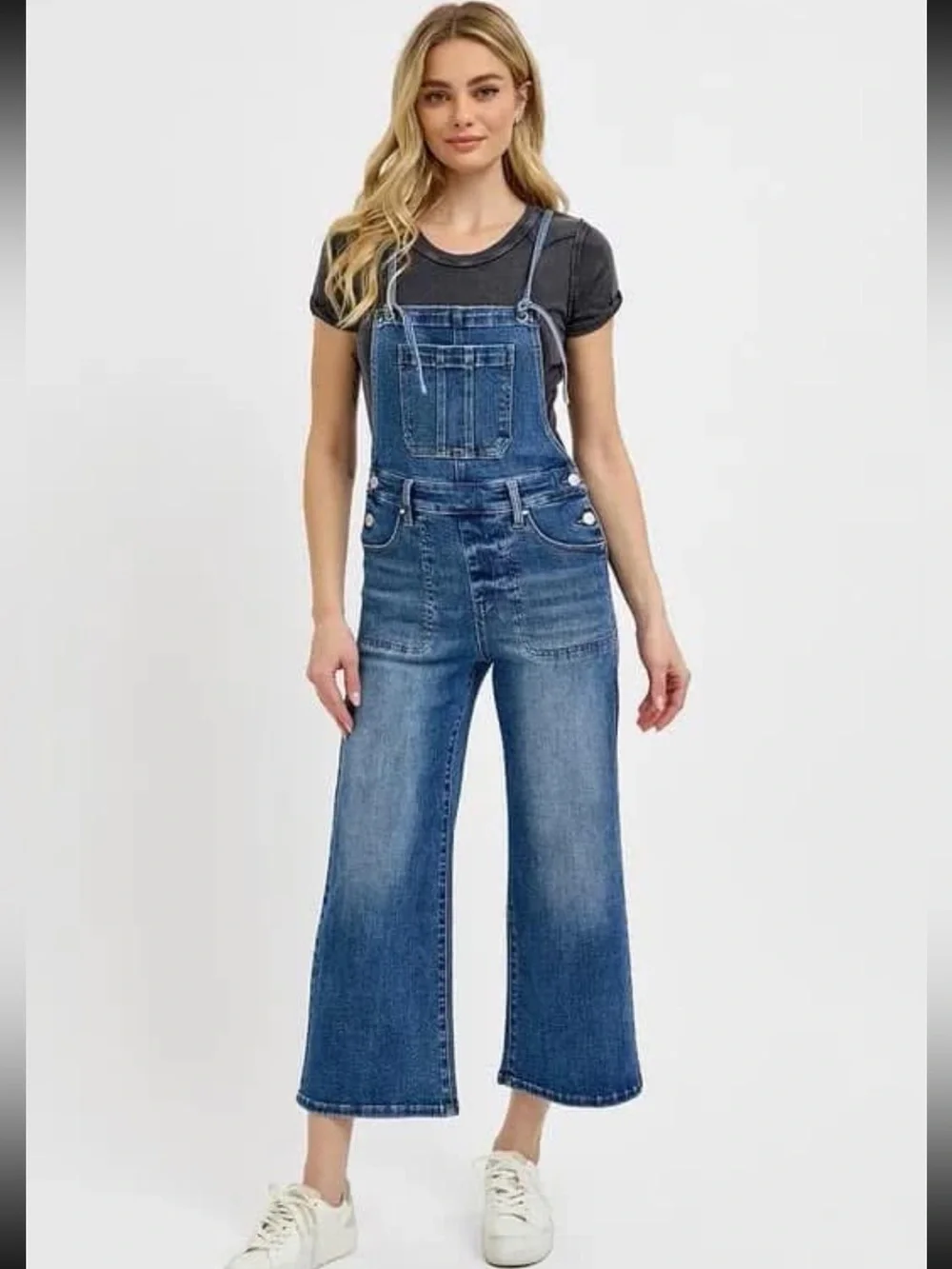 Risen cropped Denim Wide-Leg Overalls - NWT - Picture 1 of 13